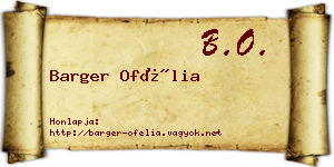 Barger Ofélia névjegykártya